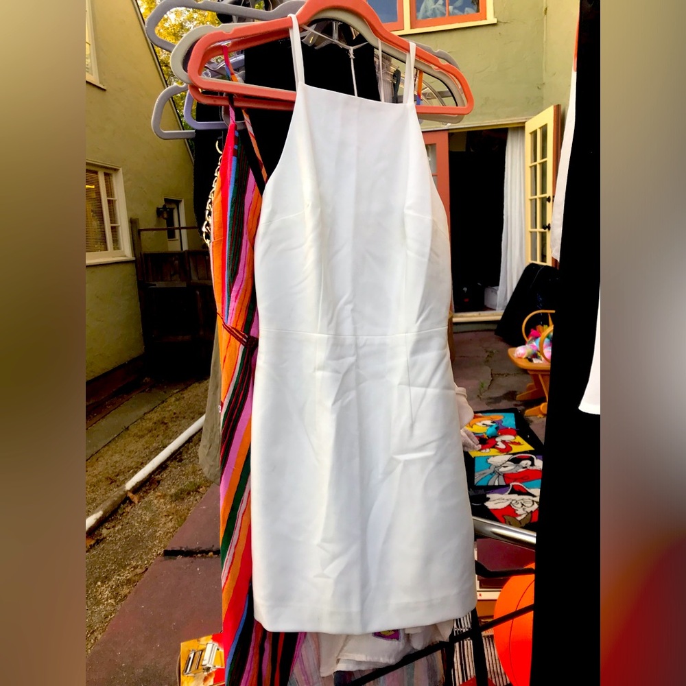French connection high neck spaghetti strap linen dress